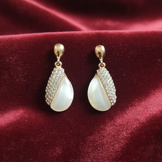 Half-Pavé Teardrop Earrings