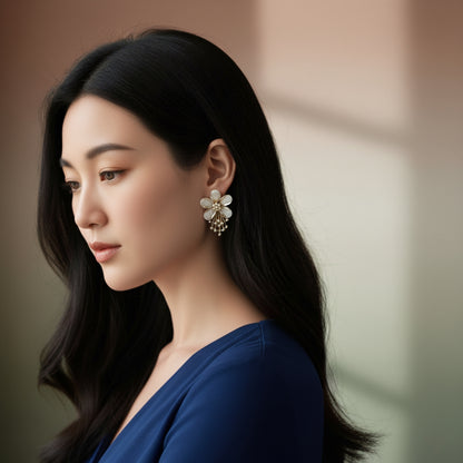 Floral Pearl Shower Earrings