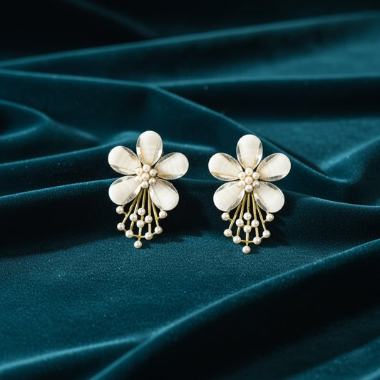 Floral Pearl Shower Earrings