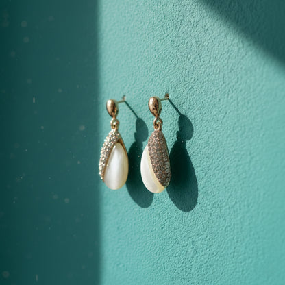 Half-Pavé Teardrop Earrings