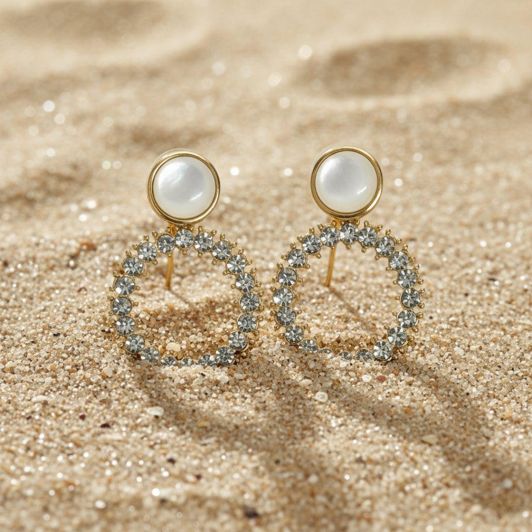 Pearl and Starlight Hoop Earrings