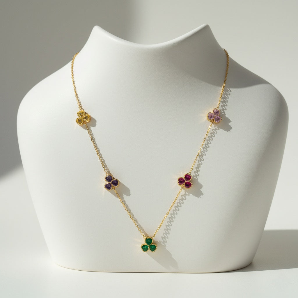 Lucky Clover Rainbow Necklace